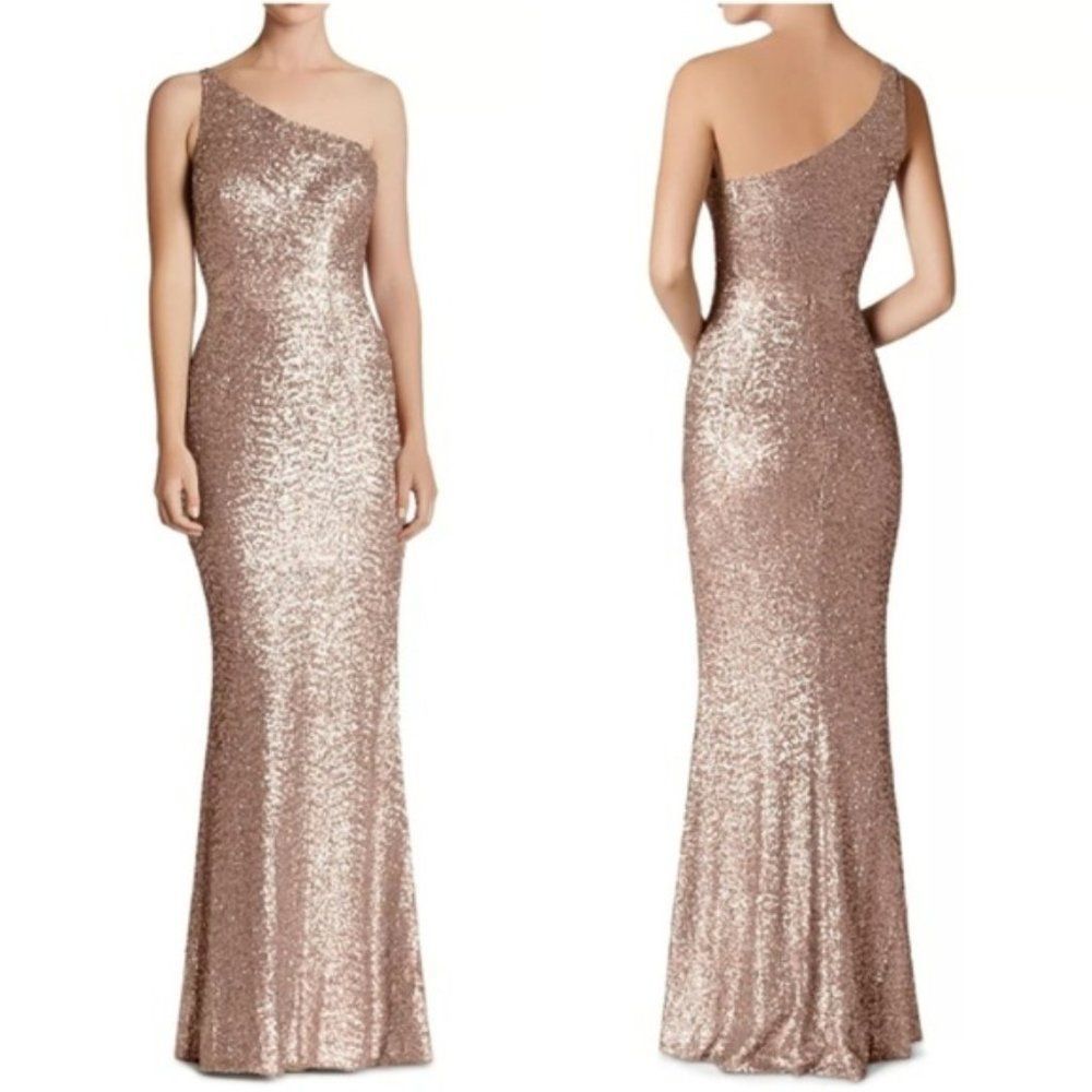 Dress the Population Sequined One-Shoulder Gown